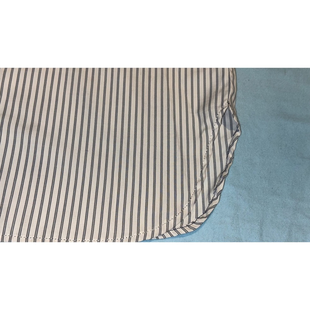 Max Studio London Womens XS Striped Button Down Shirt Roll Tab Sleeve Navy White - Picture 10 of 12